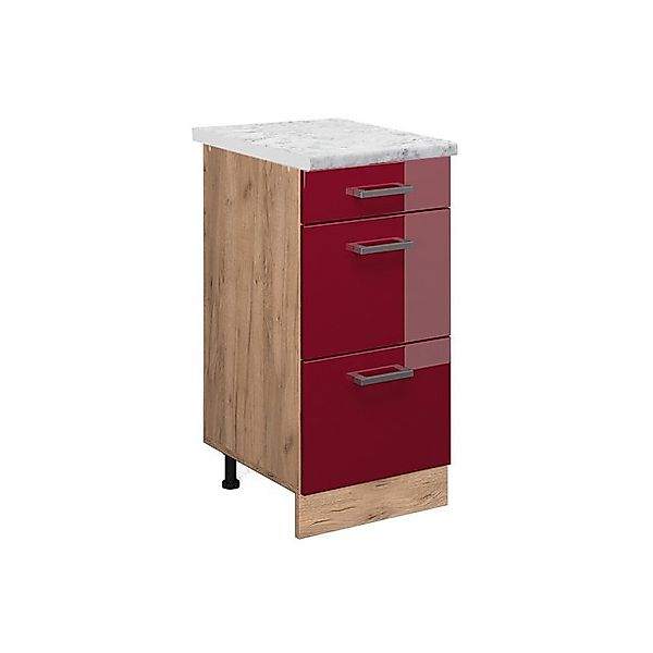 Vicco Küchenunterschrank R-Line Bordeaux Hochglanz/Anthrazit 60 cm AP Marmo günstig online kaufen