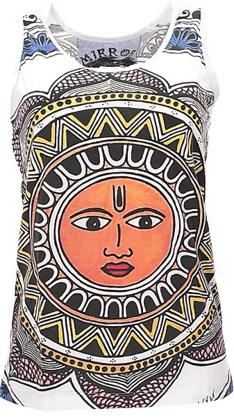 Guru-Shop T-Shirt Mirror Tank Top, Yoga-Top - Mandala OM/weiß Festival, Goa günstig online kaufen