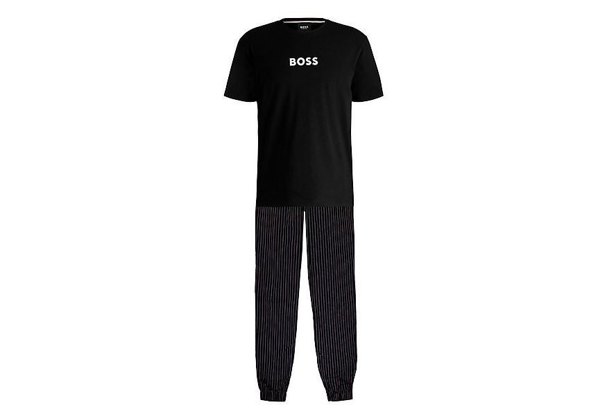BOSS Pyjama Pyjama Easy Long Set T-Shirt (2 tlg) mit gestreifter Hose günstig online kaufen