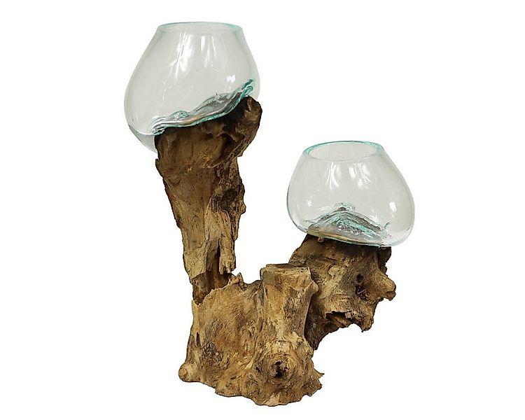 Oriental Galerie Dekofigur Wurzelholz Glas Vase Doppelt Nr.8 (1 St) günstig online kaufen