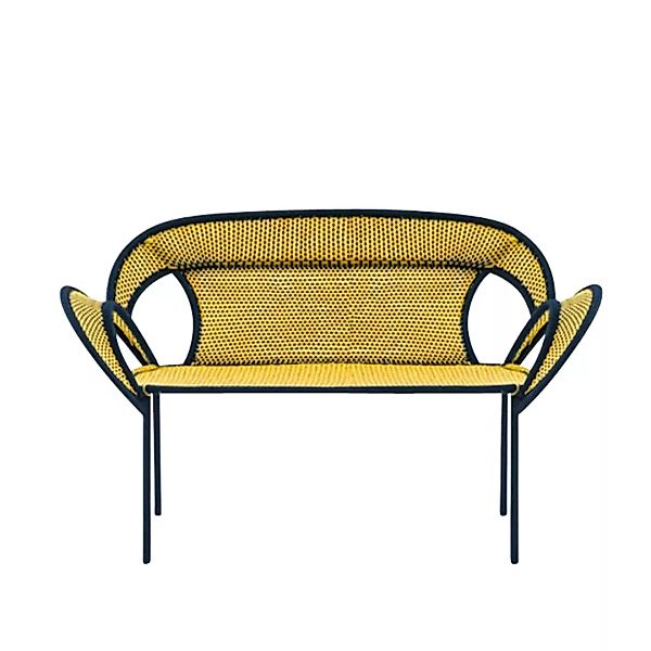 Moroso - Banjooli 2-Sitzer Sofa - schwarz/gelb/handgeflochten/Gestell Stahl günstig online kaufen