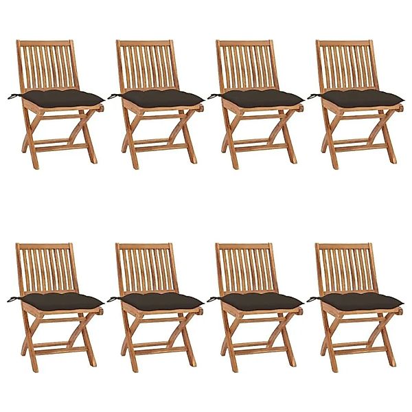 vidaXL Klappbare Gartenstühle mit Kissen 8 Stk Massivholz Teak 3072884 günstig online kaufen