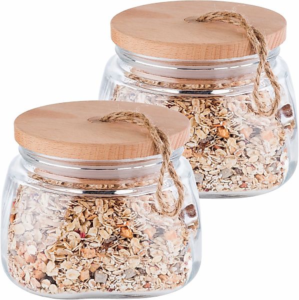 APS Vorratsglas "Woody" 2 tlg. mit Holzdeckel, 1 Liter günstig online kaufen