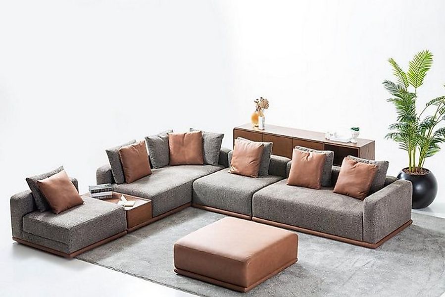 Xlmoebel Ecksofa Moderne Graue Eckcouch mit Hocker für das Wohnzimmer in L- günstig online kaufen