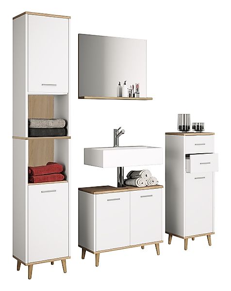 VCM Badmöbel-Set 4-tlg. Komplett Badmöbel Badschrank günstig online kaufen