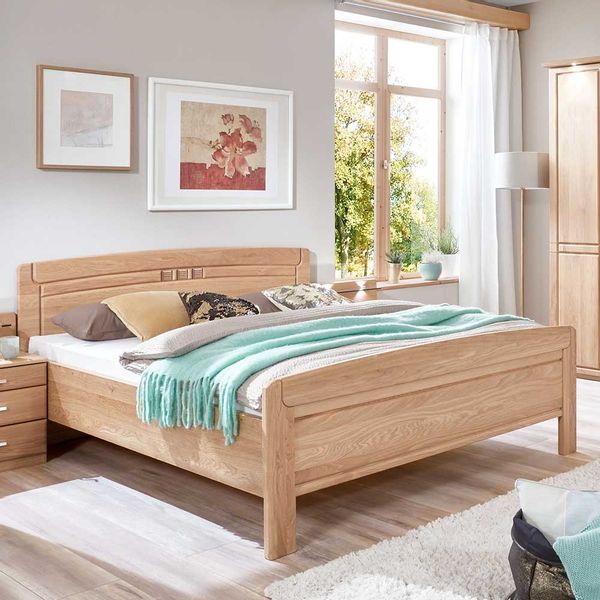 Doppelbett aus Eiche teilmassiv Made in Germany günstig online kaufen