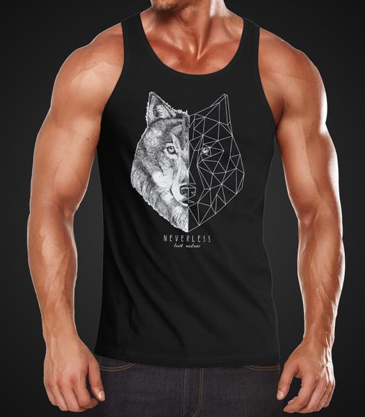 Neverless Tanktop Herren Tank-Top Wolf Polygon günstig online kaufen