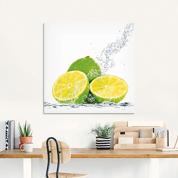 Artland Glasbild "Limette mit Spritzwasser" Lebensmittel 1 Stk. tlg. in ver günstig online kaufen