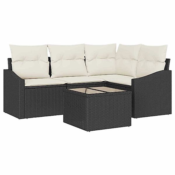 vidaXL Garten-Sofa-Set 5-Tlg Schwarz Poly Rattan 3346707 günstig online kaufen