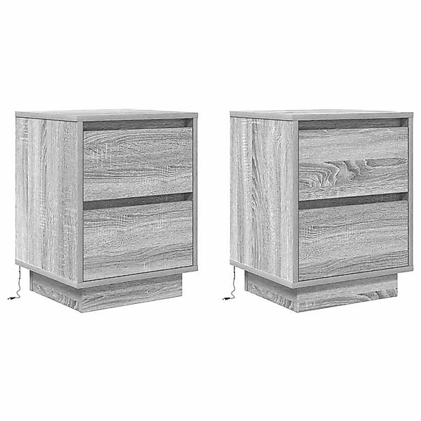 vidaXL Nachttische mit LED-Leuchten 2 Stk, Grau Sonoma 38x34x50 cm 861294 günstig online kaufen
