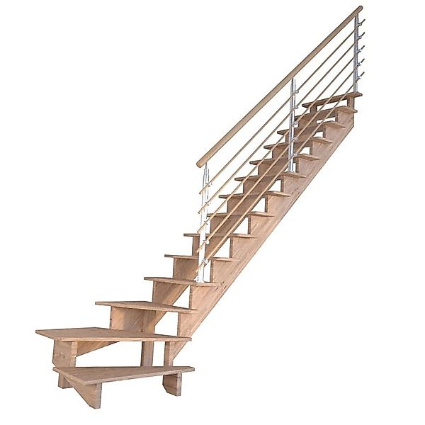 Treppe Lindos Pro Eiche Gew. R 80 cm Design-Geländer-Holzstäbe FSC® günstig online kaufen