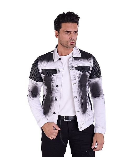 KINGZ Jeansjacke Herren Biker Jeansjacke im Batik-Look günstig online kaufen