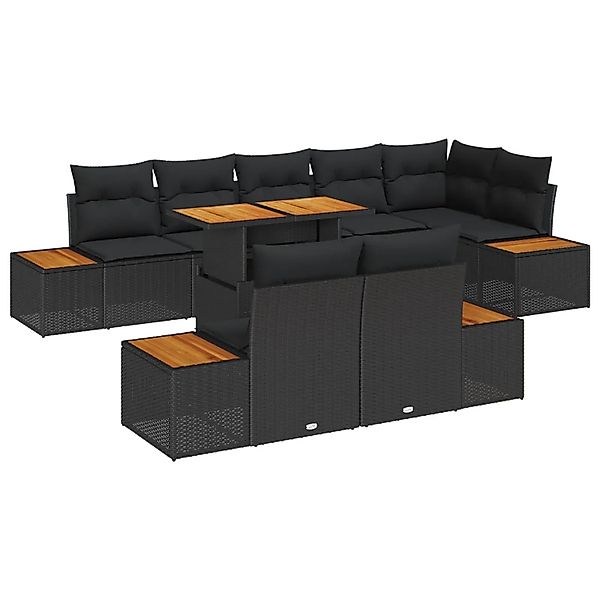 vidaXL Garten-Sofa-Set mit Speicher 9-Tlg Schwarz Poly Rattan 3358817 günstig online kaufen