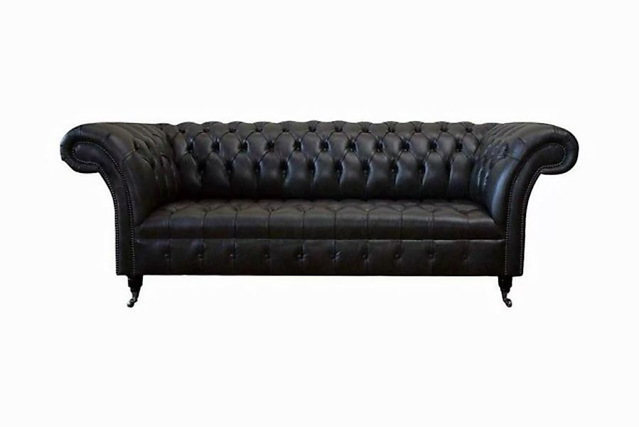 JVmoebel Sofa Luxus Schwarzes Chesterfield Sofa Moderner Dreisitzer Polster günstig online kaufen