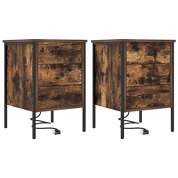 vidaXL Nachttisch 2 Stk Räuchereiche 42 x 41 x 61 cm Holzwerkstoff 859485 günstig online kaufen