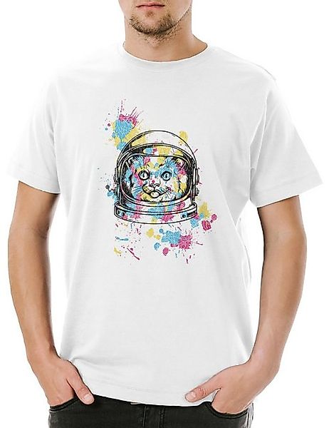 Urban Backwoods Print-Shirt Urban Backwoods Space Cat II Herren T-Shirt Wei günstig online kaufen