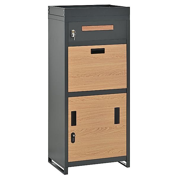 Paket- und Briefkasten mit integriertem Blumentrog, 50x37x118,5 cm, Grau+Na günstig online kaufen