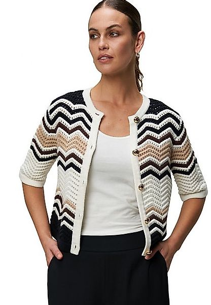 Zero Strickjacke zero Strickjacke mit Zickzackmuster (1-tlg) Knopfleiste günstig online kaufen