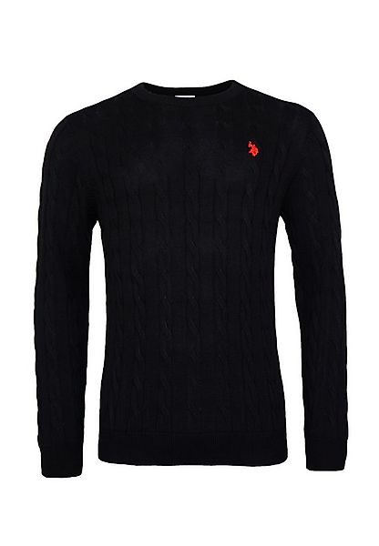 U.S. Polo Assn. Strickpullover Pullover Rundhals Feinstrick Zopfmuster (1-t günstig online kaufen