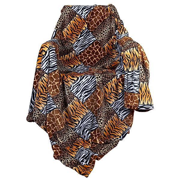 Wohndecke Tiermotiv Afrika flauschig weiche Kuscheldecke, günstig online kaufen