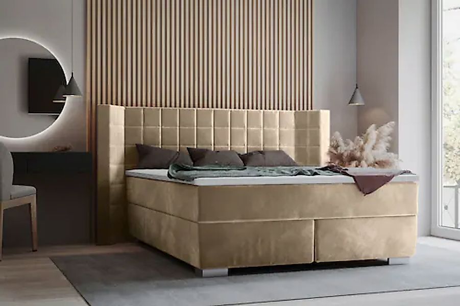 Places of Style Boxspringbett "Piazza", mit Steppung und Kopfteil mit seitl günstig online kaufen