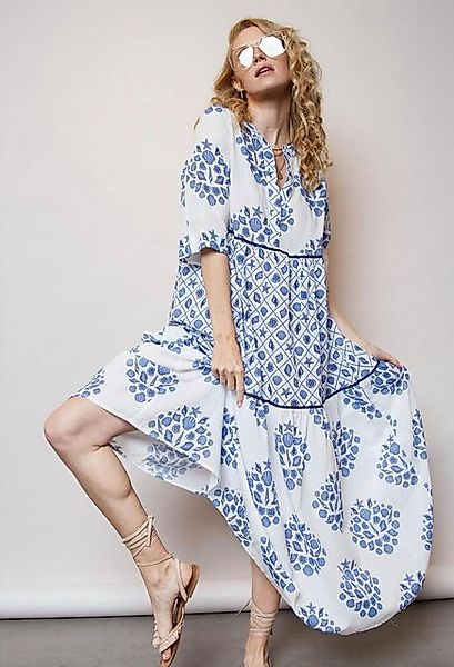 Emily Van Den Bergh Blusenkleid Kleid EMILY VAN DEN BERGH weiss/blau günstig online kaufen