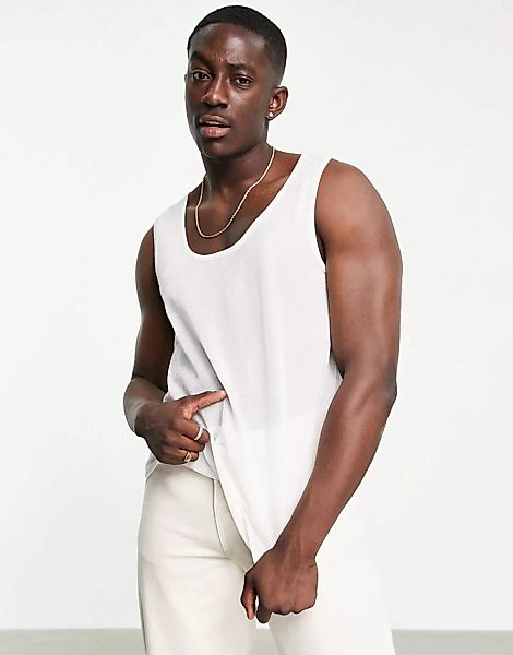 ASOS DESIGN – Gestricktes Trägershirt aus durchsichtigem Garn in Weiß günstig online kaufen