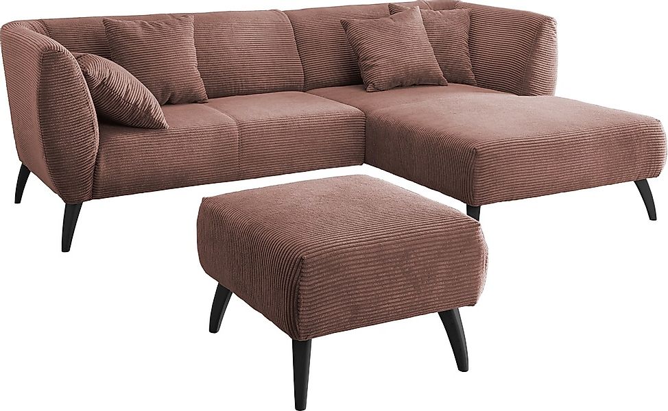 INOSIGN Ecksofa »Colori L-Form«, Holzfußfarbe wählbar, inkl. 4x Zierkissen günstig online kaufen