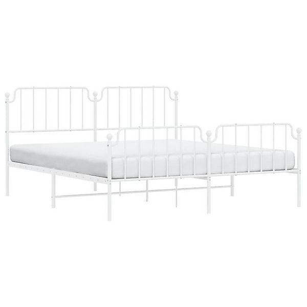 vidaXL Bett Bettgestell mit Kopf- und Fußteil Metall Weiß 180x200 cm günstig online kaufen