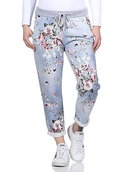 CLEO STYLE Jogginghose Damen Jogginghose 2581 36-40 Hellblau / Blume günstig online kaufen