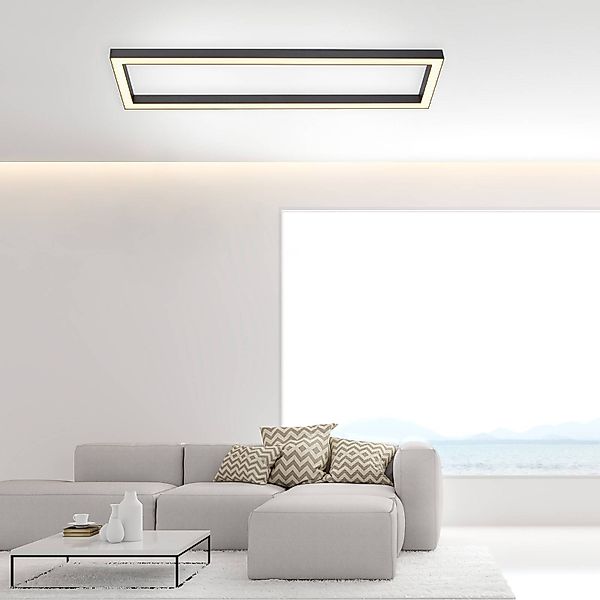 LED-Deckenlampe PURE Lines Square, 110 cm, graphite, Remote günstig online kaufen