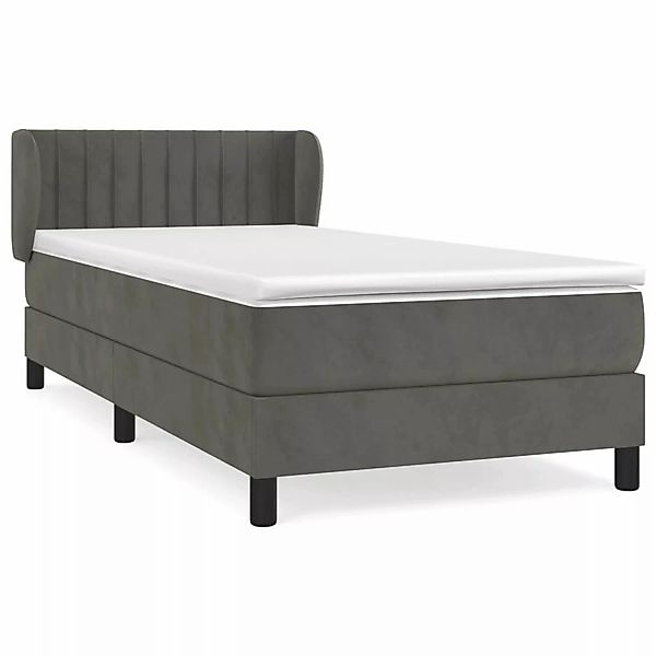 vidaXL Boxspringbett mit Matratze Dunkelgrau 90x200 cm Samt1372383 günstig online kaufen