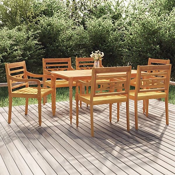 Vidaxl 7-tlg. Garten-essgruppe Massivholz Teak günstig online kaufen