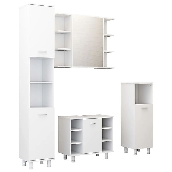 vidaXL 4-tlg. Badmöbel-Set Weiß Holzwerkstoff Modell 3 günstig online kaufen