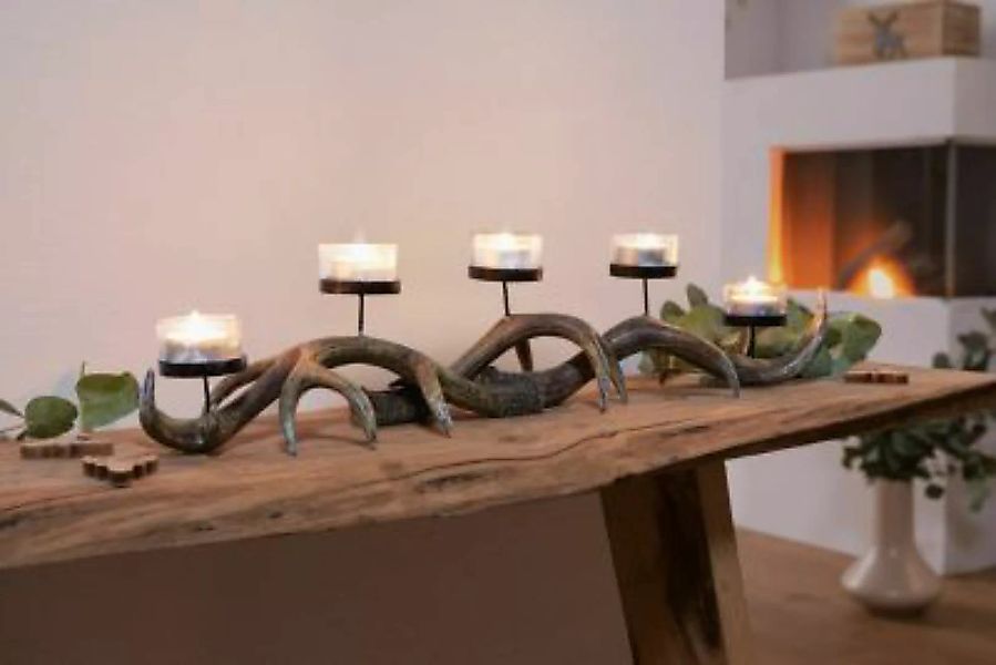 HOME Living Kerzenhalter Geweih Kerzenständer schwarz günstig online kaufen