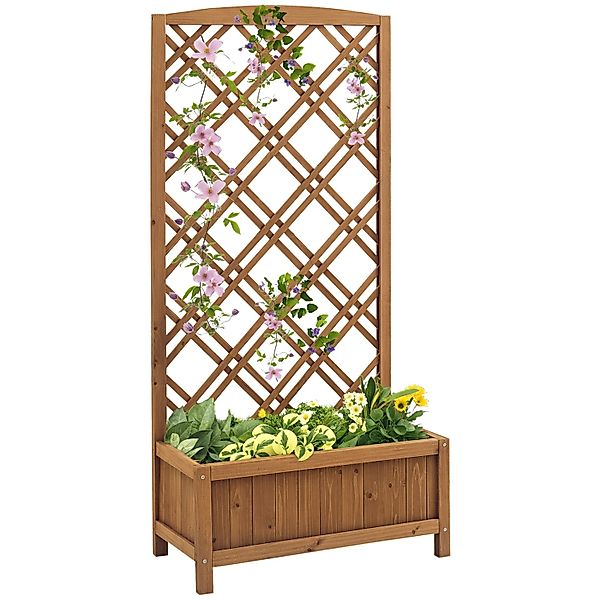 Outsunny Garten-Bett Pflanzkasten Tannenholz Gelb 60L x 30B x 122,5H cm günstig online kaufen