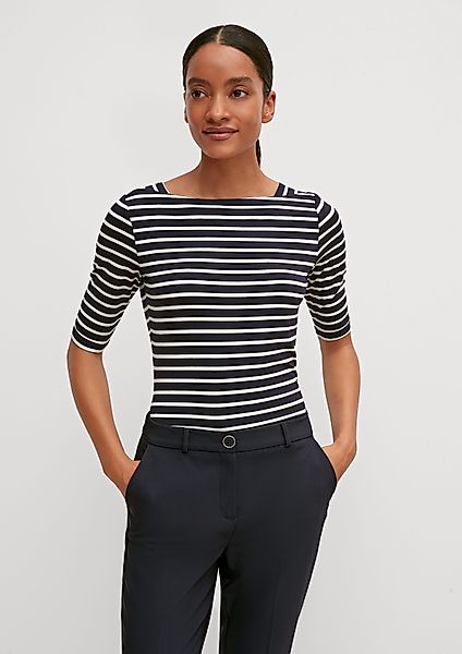 Comma Kurzarmshirt Streifenshirt im Slim Fit günstig online kaufen