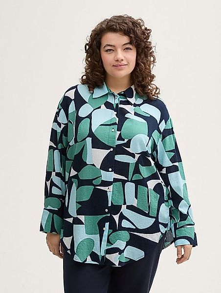 TOM TAILOR PLUS Langarmbluse Plus Size - Oversize Bluse mit Muster günstig online kaufen