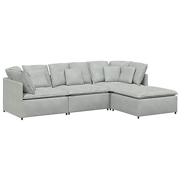 vidaXL Sofa Modulares Sofa mit Fußhocker Kissen Samt Hellgrau günstig online kaufen