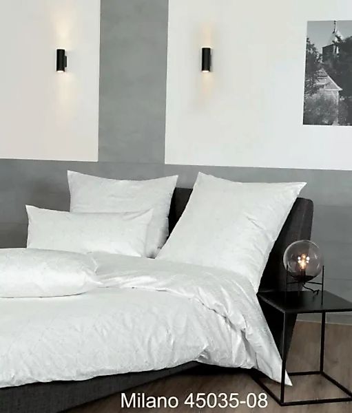 Janine Janine Mako-Satin Bettwäsche MILANO 45035 silber weiß Größe:  155x20 günstig online kaufen