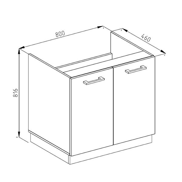 Vicco Spülenunterschrank R-Line, Weiß/Anthrazit, 80 cm günstig online kaufen