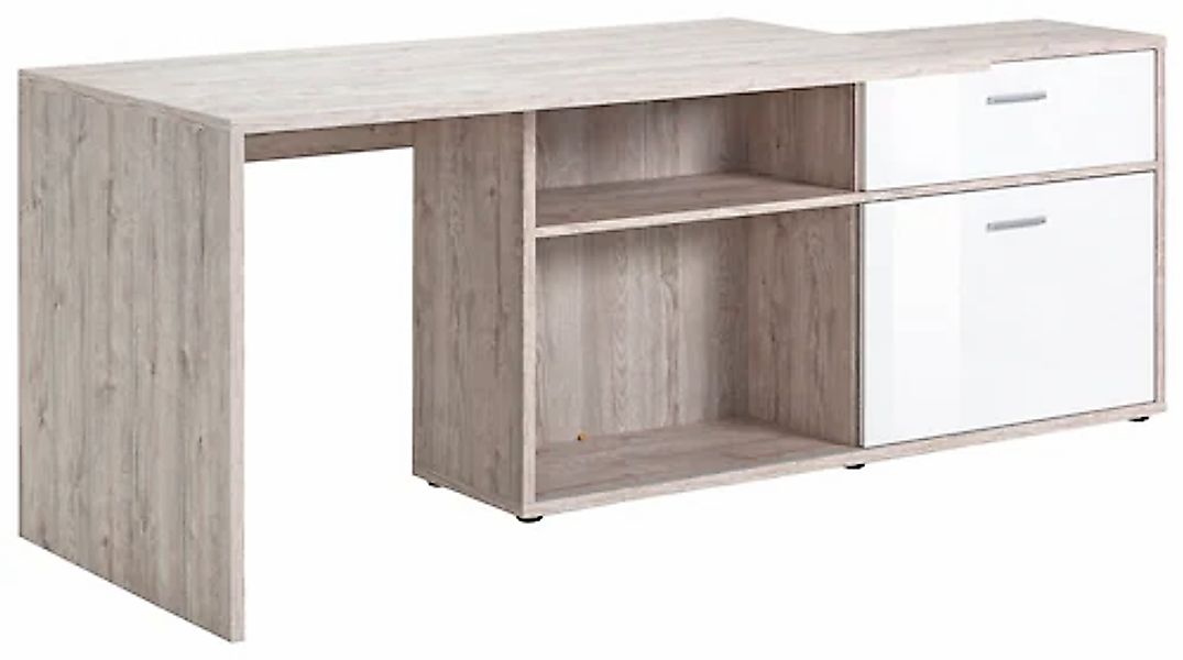 FMD Eckschreibtisch "Diego" Hochglanzfronten, mit Regalelement, viel Staura günstig online kaufen