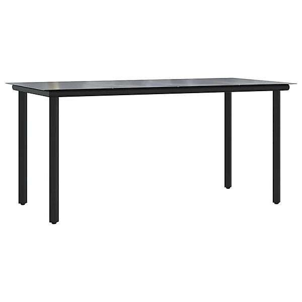 vidaXL Garten-Esstisch Schwarz 160x80x74 cm Stahl und Hartglas 319283 günstig online kaufen