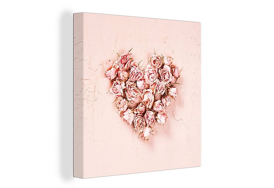 OneMillionCanvasses® Leinwandbild Herz - Blumen - Rosa, Fotodruck (1 St), W günstig online kaufen