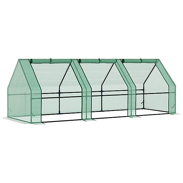 Outsunny Mini Gewächshaus mit 3 Rollfenster PE Folie 270 x 90 x 90 cm günstig online kaufen
