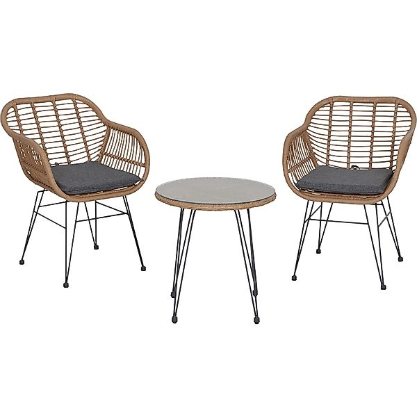Siena Garden Tiros Balkon-Set 3-teilig Matt Anthrazit-Natur Gestell Stahl günstig online kaufen