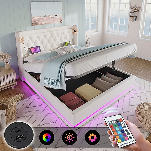 MODFU Polsterbett mit Stauraum Ladefunktion (190x210x101CM,Inklusive-Matrat günstig online kaufen