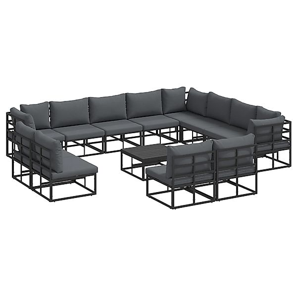 vidaXL Garten-Sofa-Set mit Kissen 13-Tlg Schwarz Aluminium 3378929 günstig online kaufen