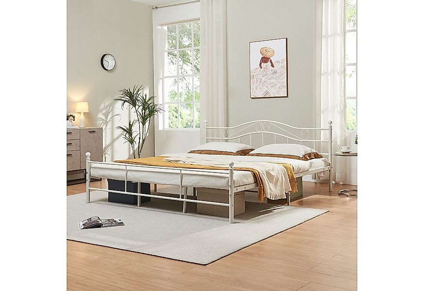 en.casa Metallbett, »Florenz« 180x200cm Weiß + Lattenrost günstig online kaufen