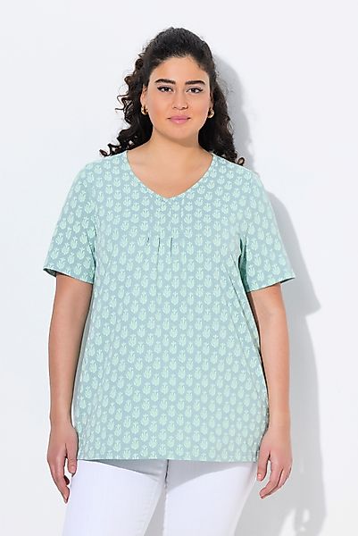 Ulla Popken T-Shirt T-Shirt A-Linie V-Ausschnitt günstig online kaufen